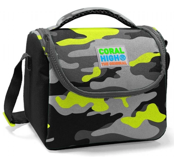 Coral High Erkek Çocuk Siyah Yeşil Kamuflaj Okul Beslenme Çantası - Yalıtımlı Piknik Çantası ürün görseli 1