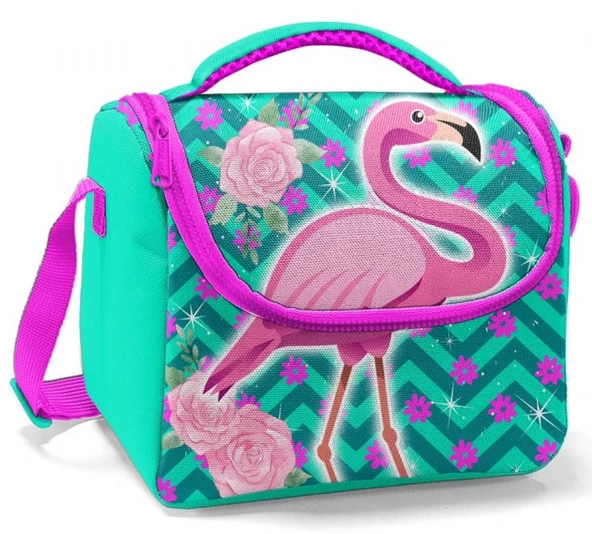 Coral High Yeşil Pembe Flamingo Kız Çocuk Yalıtımlı Beslenme Çantası ürün görseli 1