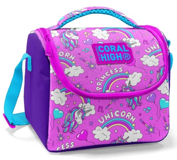 Coral High Kız Çocuk Mor Pembe Unicorn Okul Beslenme Çantası - Thermo Yalıtımlı ürün görseli 1
