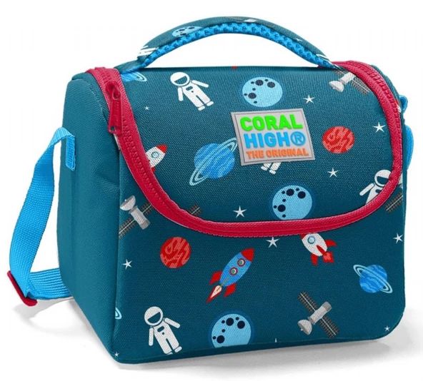 Coral High Lacivert Kırmızı Astronot Baskılı İlkokul Beslenme Çantası - Erkek Çocuk ürün görseli 1