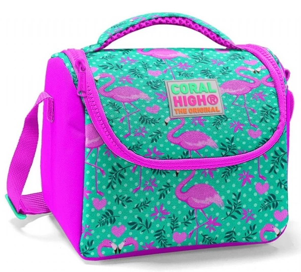 Coral High Kız Çocuk Pembe Yeşil Flamingo Okul Beslenme Çantası - Thermo Yalıtımlı ürün görseli 1