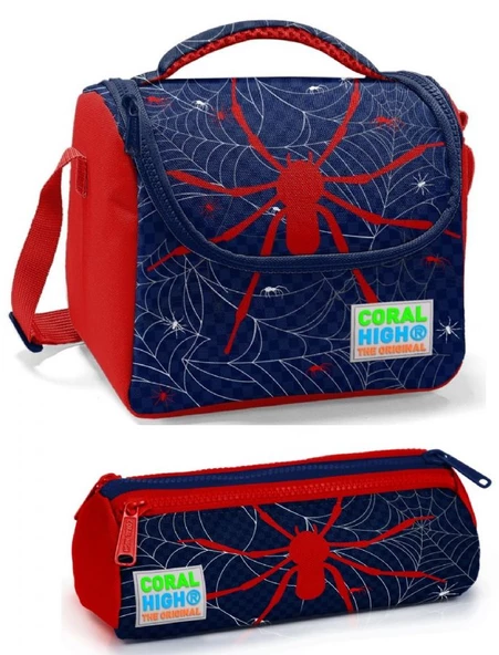 Coral High Erkek Çocuk Lacivert Kırmızı Örümcek Beslenme Çantası Seti ürün görseli 1
