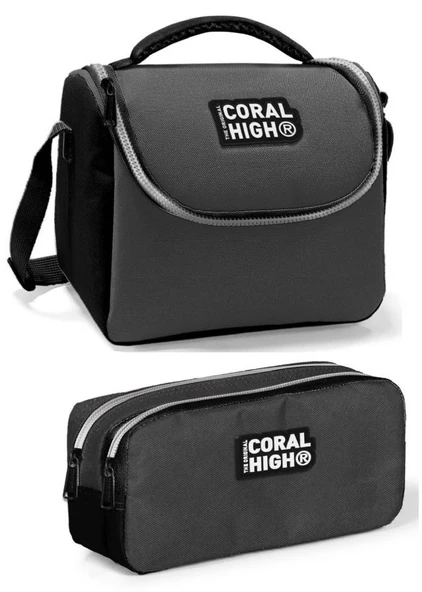 Coral High Siyah-Gri Erkek Çocuk Beslenme Çantası Seti ürün görseli 1