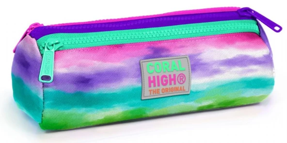 Coral High Renkli Airbrush Üç Bölmeli Kalem Çantası - Kız Çocuk ürün görseli 1