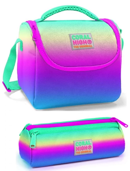 Coral High Kız Çocuk Renkli Beslenme Çantası Seti ürün görseli 1