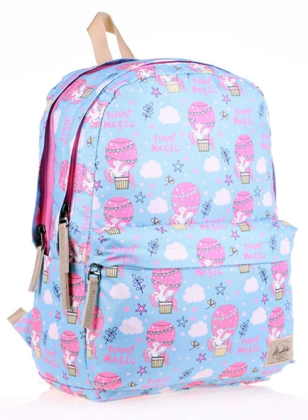 Kaukko Nature Mavi Pembe Travel Magic Kız Çocuk Okul ve Günlük Sırt Çantası ürün görseli 1