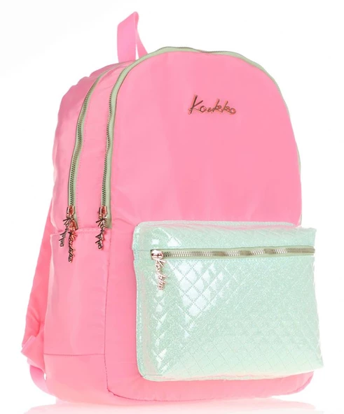 Kaukko Bright Pembe Su Yeşili Okul ve Günlük Sırt Çantası - Kız Çocuk - Kapitone Rose ürün görseli 1