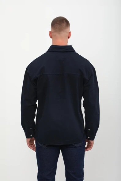 Erkek Oversize Jean Gömlek Lacivert - Resim 6