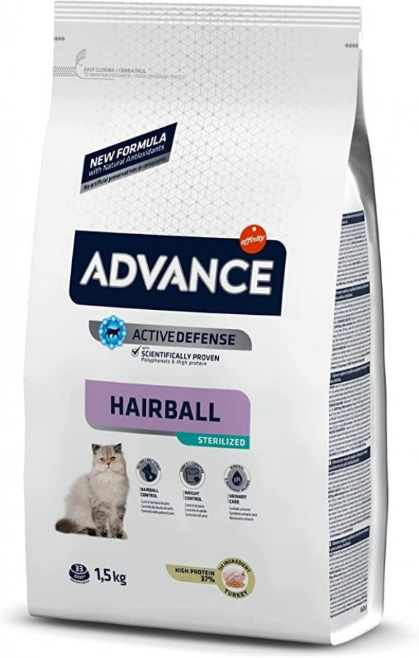 Advance Hairball Sterilised Hindi Etli Kısırlaştırılmış Yetişkin Kedi Maması 1.5 KG ürün görseli 1