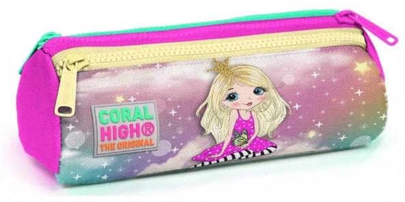 Coral High Pembe Prenses Üç Bölmeli Kalemlik Kalem Çantası - Kız Çocuk ürün görseli 1