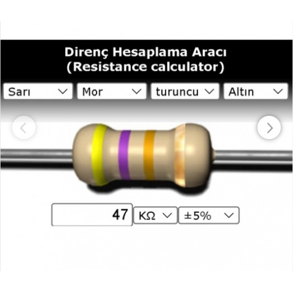 OEM 47 Kr (Kiloohm) Direnç 1/4 Watt (5 Adet) ürün görseli 1