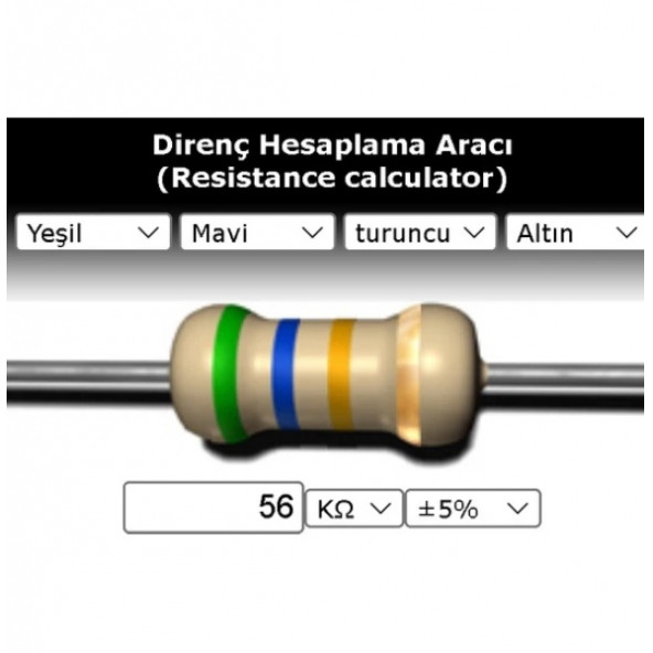 OEM 56 Kr (Kiloohm) Direnç 1 Watt (5 Adet) ürün görseli 1