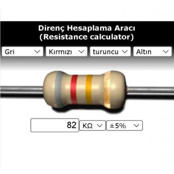 OEM 82 Kr (Kiloohm) Direnç 1/4 Watt (5 Adet) ürün görseli 1
