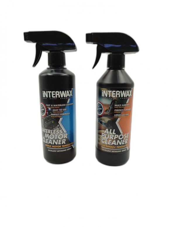 İNTERWAX 2li SET SUSUZ MOTOR TEMİZLEYİCİ 500 ML & ÇOK AMAÇLI DÖŞEME TEMİZLEYİCİ 500 ML ürün görseli 1