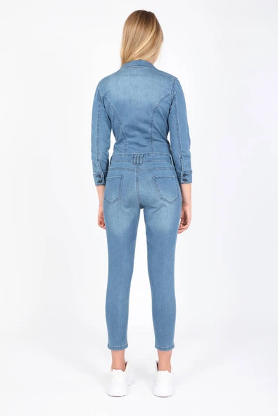 Kadın Jean Tulum Pantolon Mavi - Resim 6