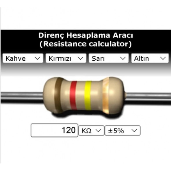 OEM 120 Kr (Kiloohm) Direnç 1 Watt (5 Adet) ürün görseli 1