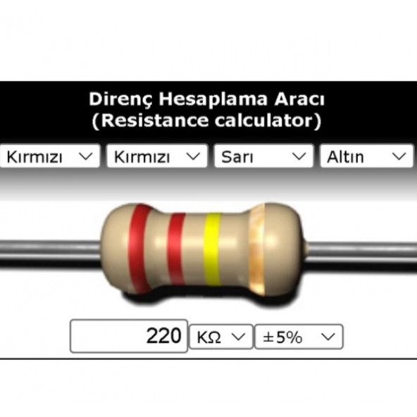 OEM 220 Kr (Kiloohm) Direnç 1 Watt (5 Adet) ürün görseli 1