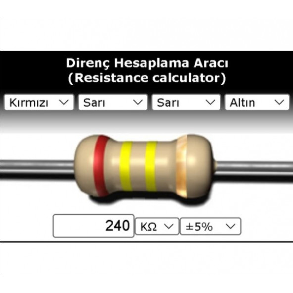 OEM 240 Kr (Kiloohm) Direnç 1/4 Watt (5 Adet) ürün görseli 1