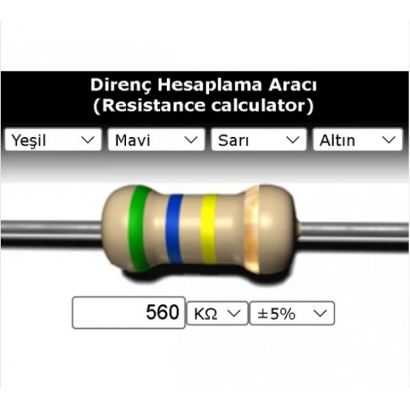 OEM 560 Kr (Kiloohm) Direnç 2 Watt (5 Adet) ürün görseli 1
