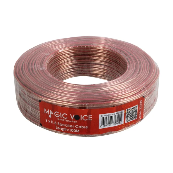 Magicvoice 2x0.50 100 Metre Şeffaf Hoparlör Kablosu ürün görseli 1