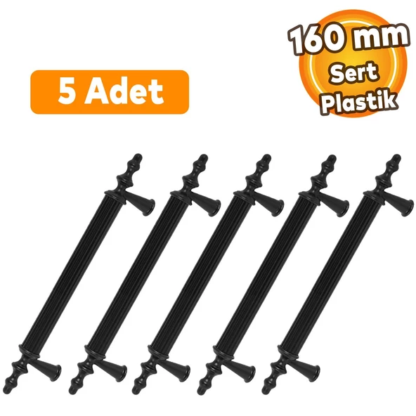 Polavit 160 Mm (SERT PLASTİK) Siyah Mobilya Çekmece Mutfak Dolap Dolabı Kulpu Kulbu Kulpları 5 Adet ürün görseli 1