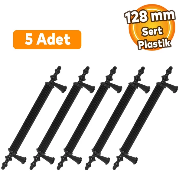 Polavit 128 Mm (SERT PLASTİK) Siyah Mobilya Çekmece Mutfak Dolap Dolabı Kulpu Kulbu Kulpları 5 Adet ürün görseli 1