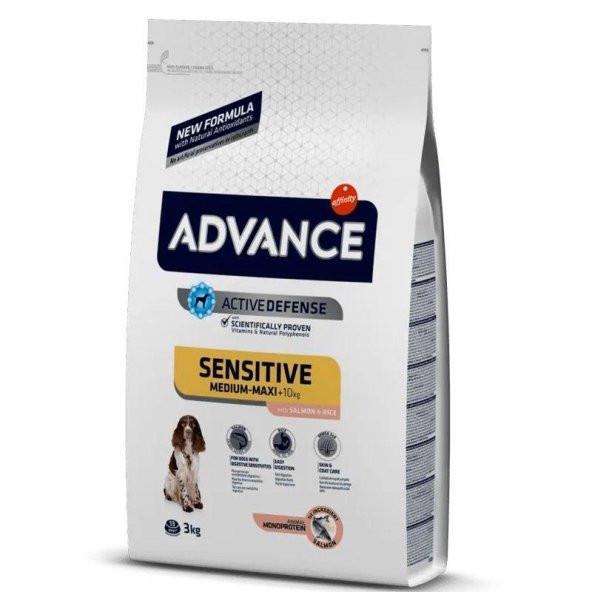 Advance Sensitive Somonlu ve Pirinçli Hassas Yetişkin Köpek Maması 3 KG ürün görseli 1