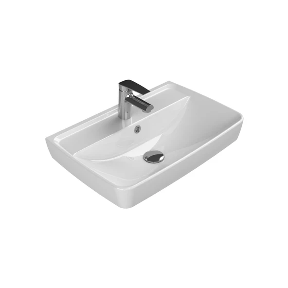 Turkuaz Cerastyle Duru Etajer Uyumlu Beyaz Lavabo 60x40 Cm 035100-u ürün görseli 1