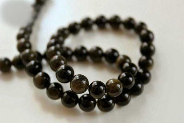 Golden & Siyah Obsidyen Taşı 8mmadet ürün görseli 1