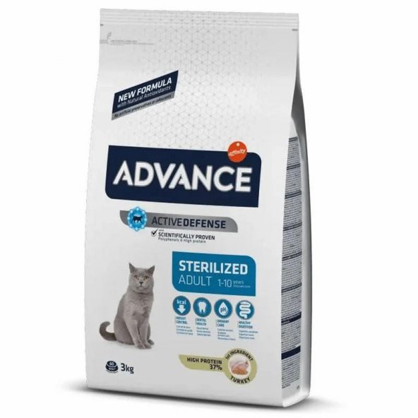 Advance Sterilised Hindi Etli Kısırlaştırılmış Yetişkin Kedi Maması 3 KG ürün görseli 1