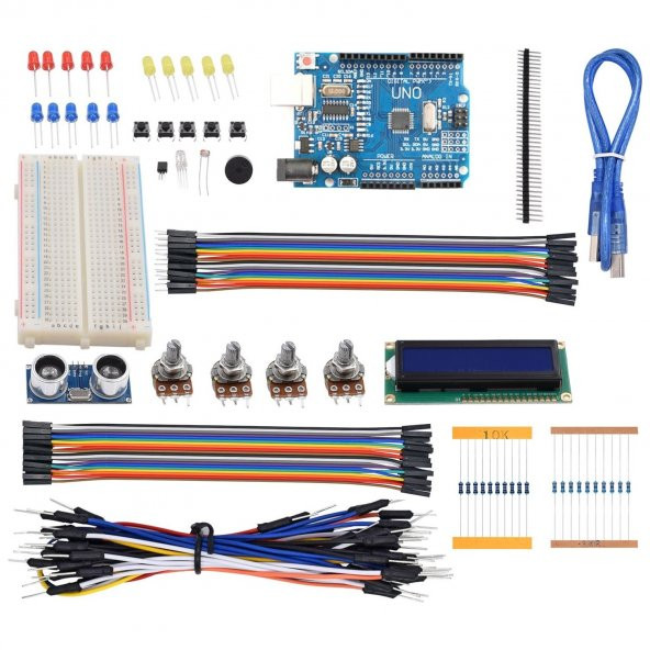 Arduino 124 Parça Uno R3 Robotik Kodlama Süper Başlangıç Seti T1 ürün görseli 1