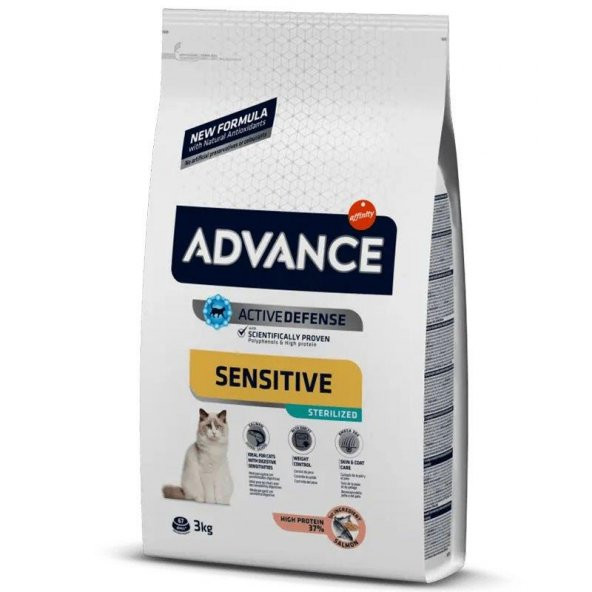 Advance Sensitive Sterilised Somonlu Kısırlaştırılmış Yetişkin Kedi Maması 3 KG ürün görseli 1