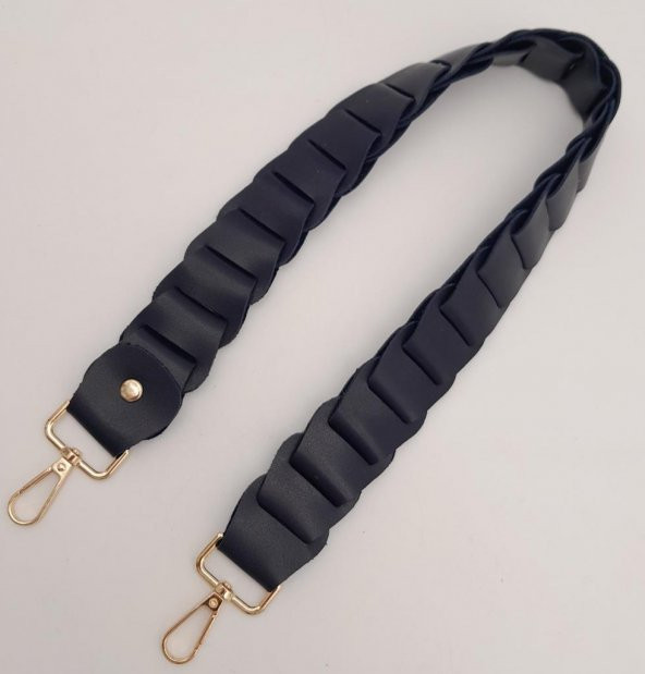 Angel Çanta Aksesuar 62 cm Yassı Örgü Model Suni Deri Lacivert Çanta Sapı Light Gold Metalli ürün görseli 1
