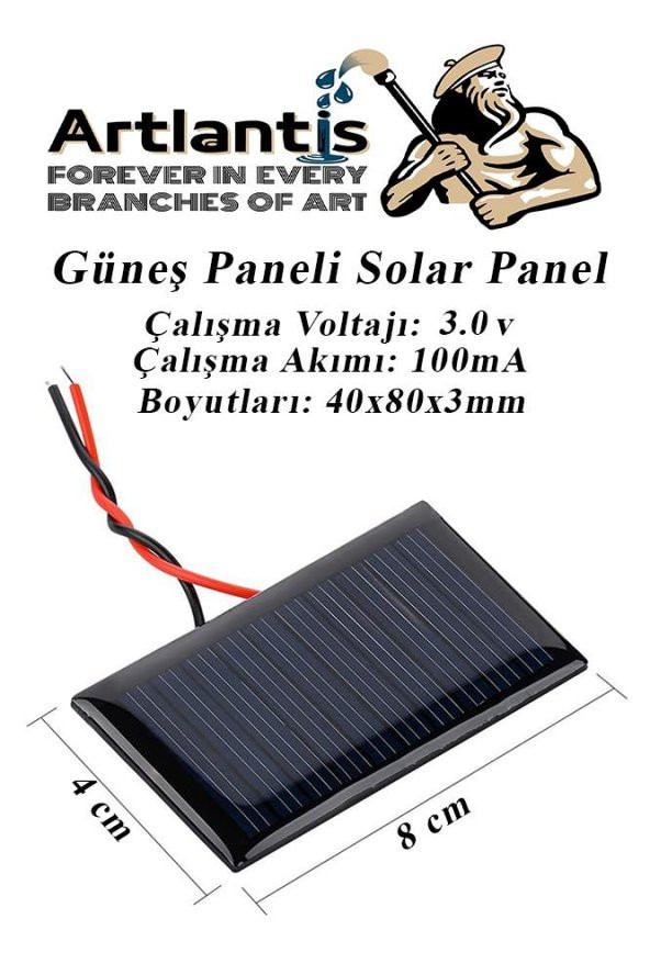 Güneş Paneli Solar Panel 4x8 cm 5.5v 100 mA 1 Adet Güneş Enerjisi Okul Sınıf Deney Çalışmaları ürün görseli 1