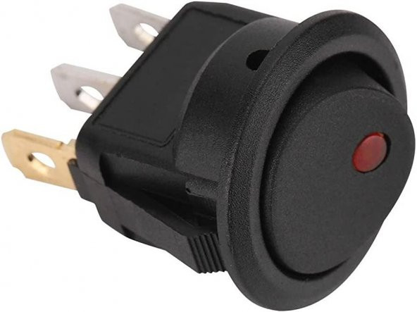 "132A" 12 Volt 3 Pin Yuvarlak ON/OFF Anahtar - Nokta Işıklı ürün görseli 1