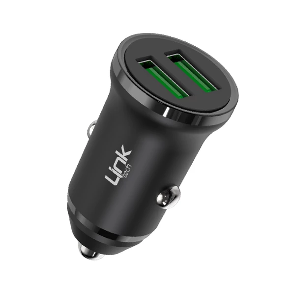 Linktech C480e 12W 2x USB Araç İçi Şarj Adaptörü (Başlık) Siyah ürün görseli 1