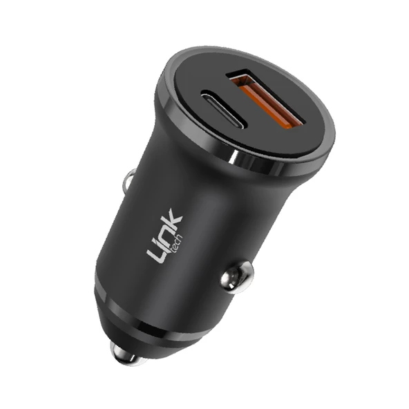 Linktech C484e 30W PD Type-C + USB Araç İçi Şarj Adaptörü (Başlık) Siyah ürün görseli 1