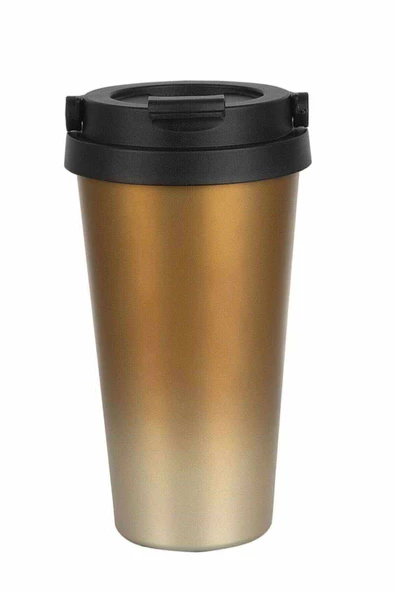 Kaliteli Çift Katman Paslanmaz Çelik 500 ml Termos Bardak Gold ürün görseli 1
