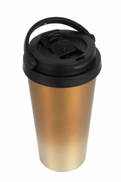 Kaliteli Çift Katman Paslanmaz Çelik 500 ml Termos Bardak Gold - Resim 2