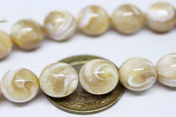 Sedef Taşı 12mm/3 adet (Karamel) - Resim 2