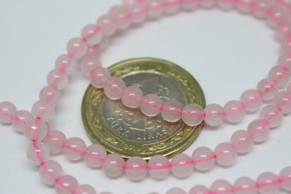 Pembe Kuvars Taşı YARIM Dizi 4mm (18cm uzunluğundadır) ürün görseli 1