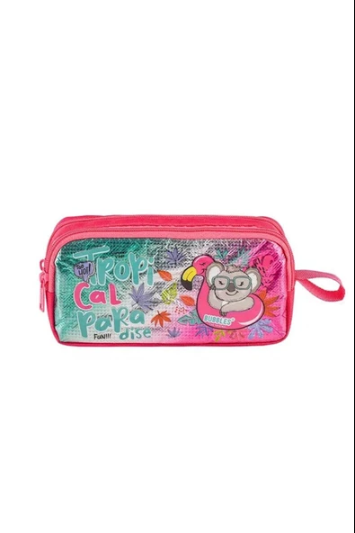 Muggle Kalem Çantası Tropikal Pradice Pembe İki Bölmeli Kalem Kutusu ürün görseli 1