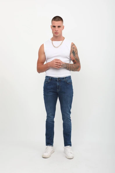 Erkek Mavi Straight Fit Jean Pantolon ürün görseli 1