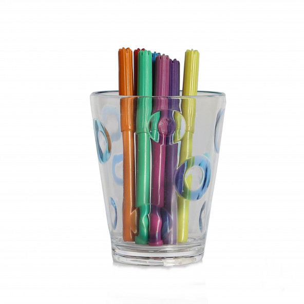 71087TX-0002-K KALEMLİK MAVİ HALKA DESENLİ OFİS GERECİ 8X8X10CM 350ML ürün görseli 1