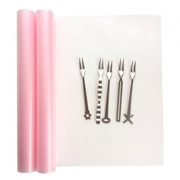 Kaymaz dolap içi raf örtüsü - kaydırmaz raflık 5 mt.(en:45 cm.)pembe ürün görseli 1