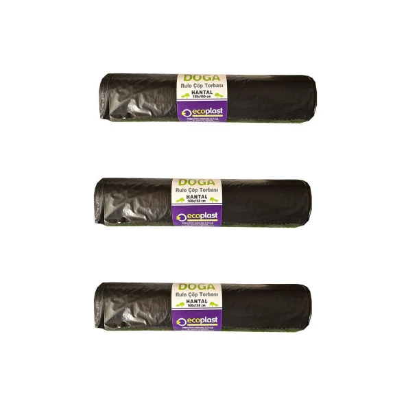 Ecoplast 240 Litre Siyah Hantal Konteyner Çöp Torbası - 100 x 150 Cm. - 600 Gr. - 10 Adetlik 3 Rulo ürün görseli 1
