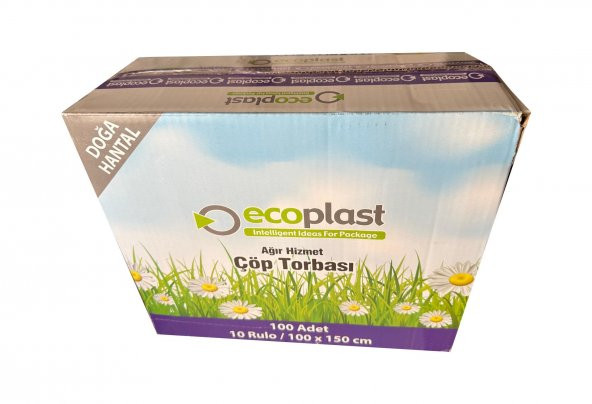 Ecoplast 240 Litre Siyah Hantal Konteyner Çöp Torbası - 100 x 150 Cm. - 600 Gr. - 10 Adetlik 10 Rulo ürün görseli 1