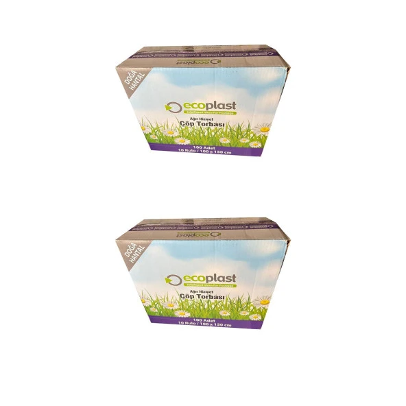 Ecoplast 240 Litre Siyah Hantal Konteyner Çöp Torbası - 100 x 150 Cm. - 600 Gr. - 10 Adetlik 20 Rulo ürün görseli 1