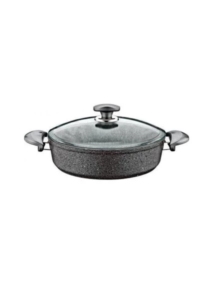 Oms OM GR204 Gri Kısa Granit Tencere 30 cm ürün görseli 1