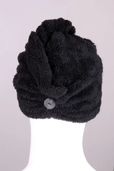 Mikrofiber Düğmeli Saç Kurulama Havlu Bone - Resim 3